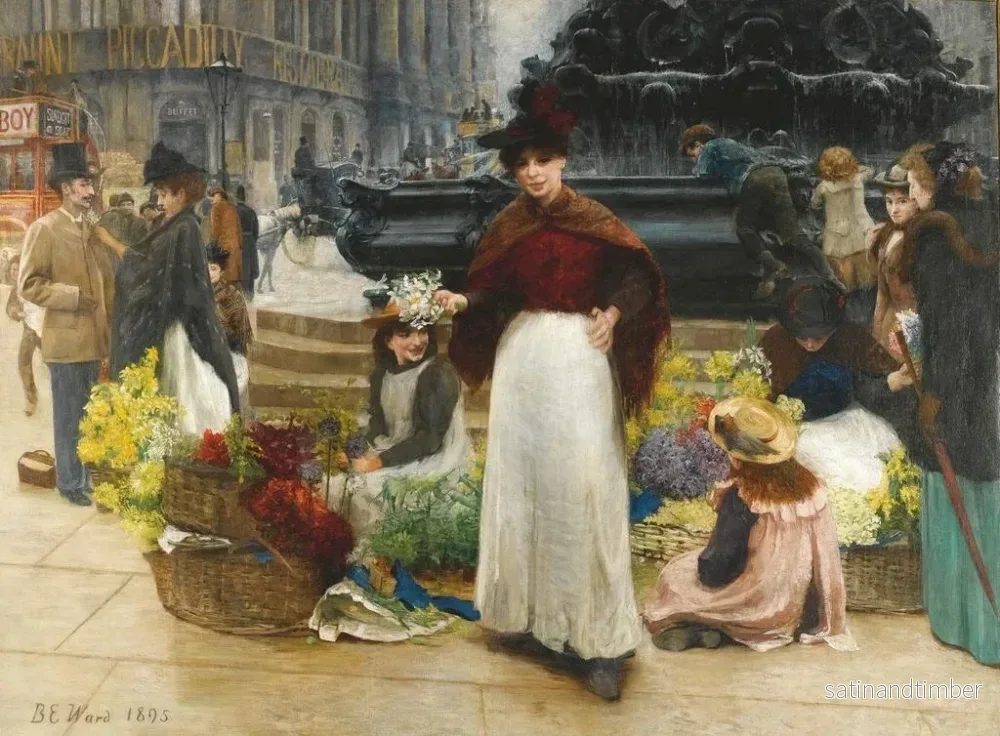 Reproduktion av målningen Flickor med blommor vid Piccadilly Circus - Benjamin Evans Ward - Bild 2
