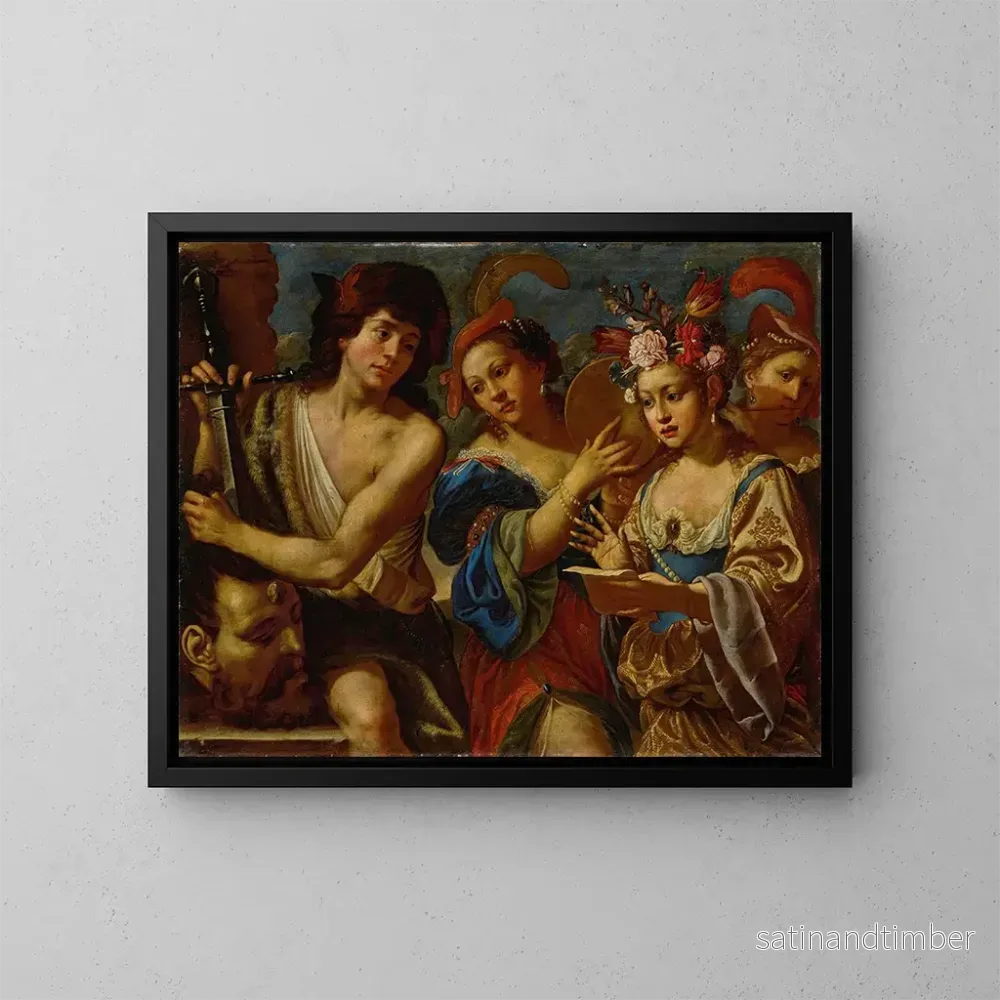 Reproduktion av målningen Le Triomphe de David - Giovanni Francesco Guerrieri