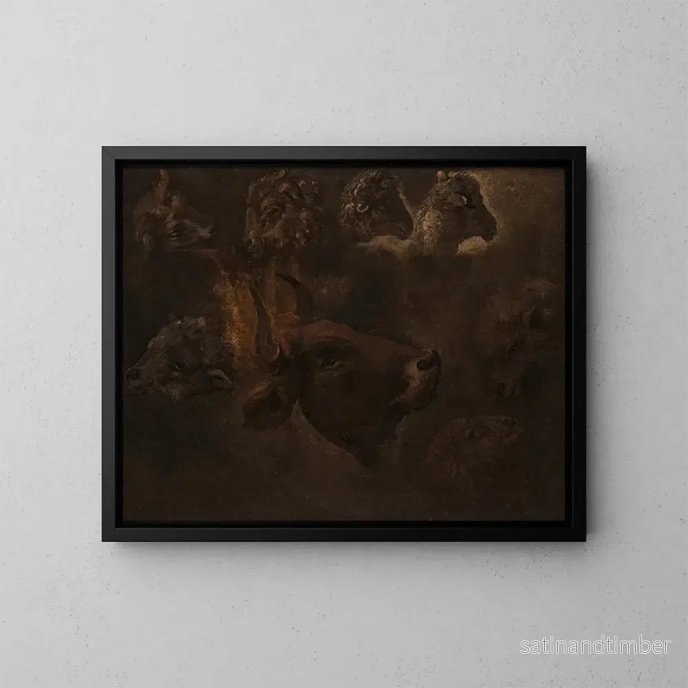 Reproduktion av målningen Studier av djurhuvuden - Thomas Cole