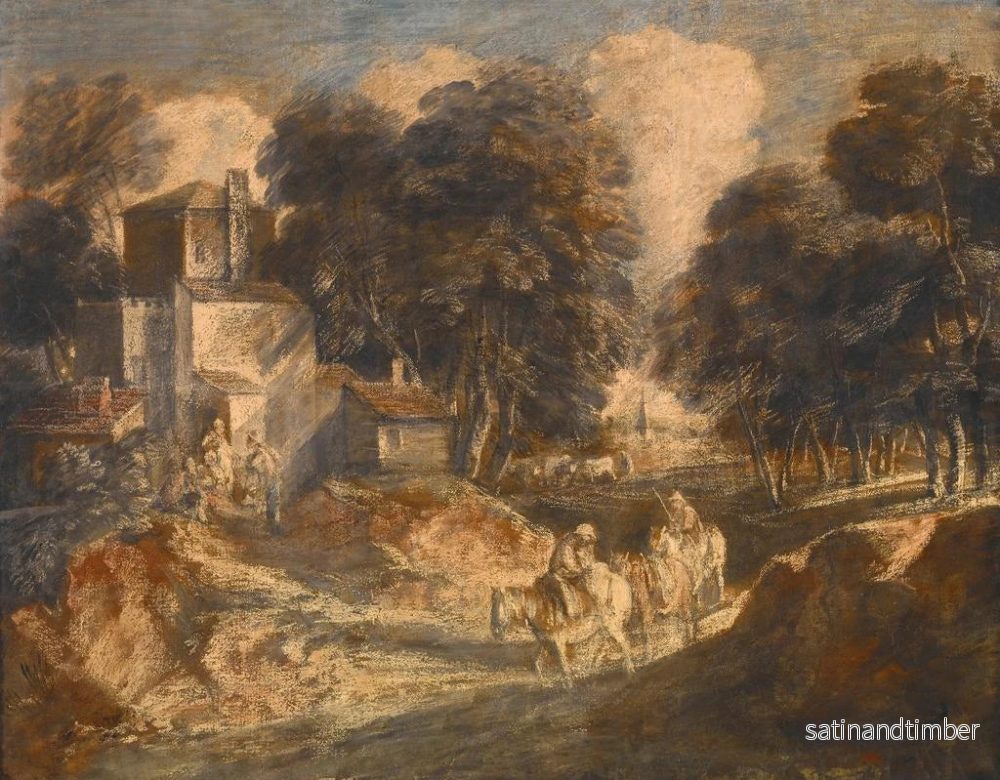 Reproduktion av målningen Landskapsbild med skog och bönder till häst - Thomas Gainsborough - Bild 2