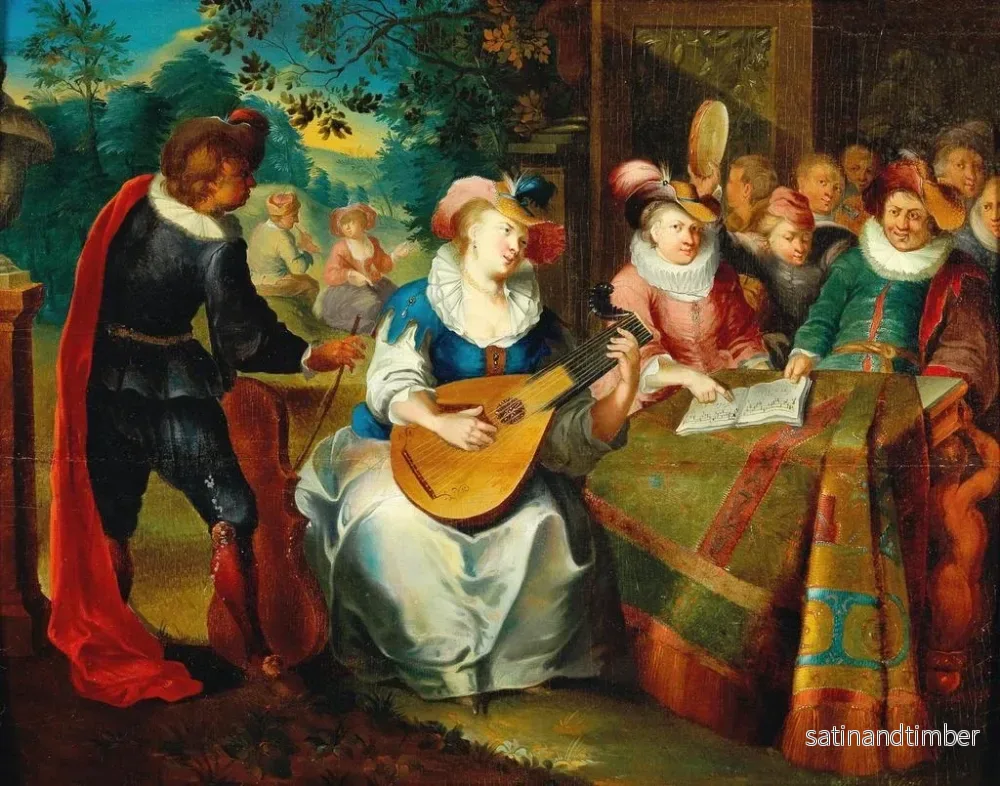 Reproduktion av målningen En musikförening på en terrass - Frans Xaver Hendrick Verbeeck - Bild 2