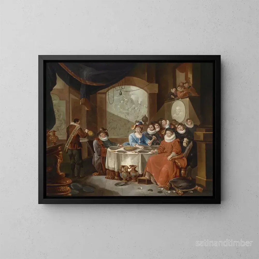 Reproduktion av målningen Elegant sällskap vid en festmåltid - Frans Xaver Hendrick Verbeeck