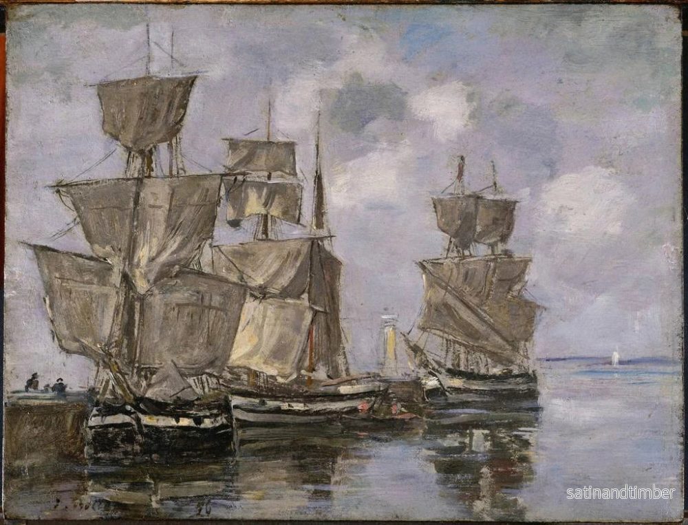 Reproduktion av målningen av fartyg i hamnen i Honfleur - Eugène Boudin - Bild 2
