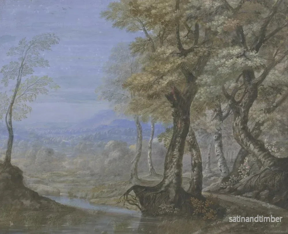 Reproduktion av målningen av sommarlandskap med utsikt genom en bokskog - Johann Nikolaus Gassner - Bild 2