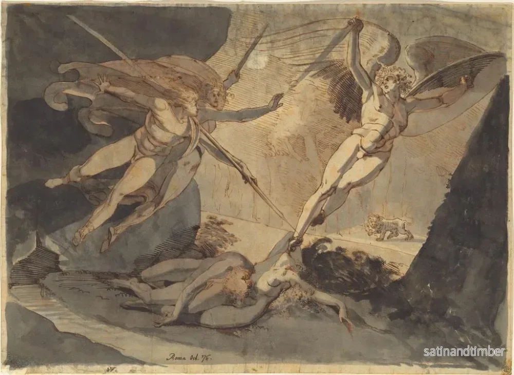 Reproduktion av målningen Satan börjar med kontakten av Ithuriels lans - Henry Fuseli - Bild 2