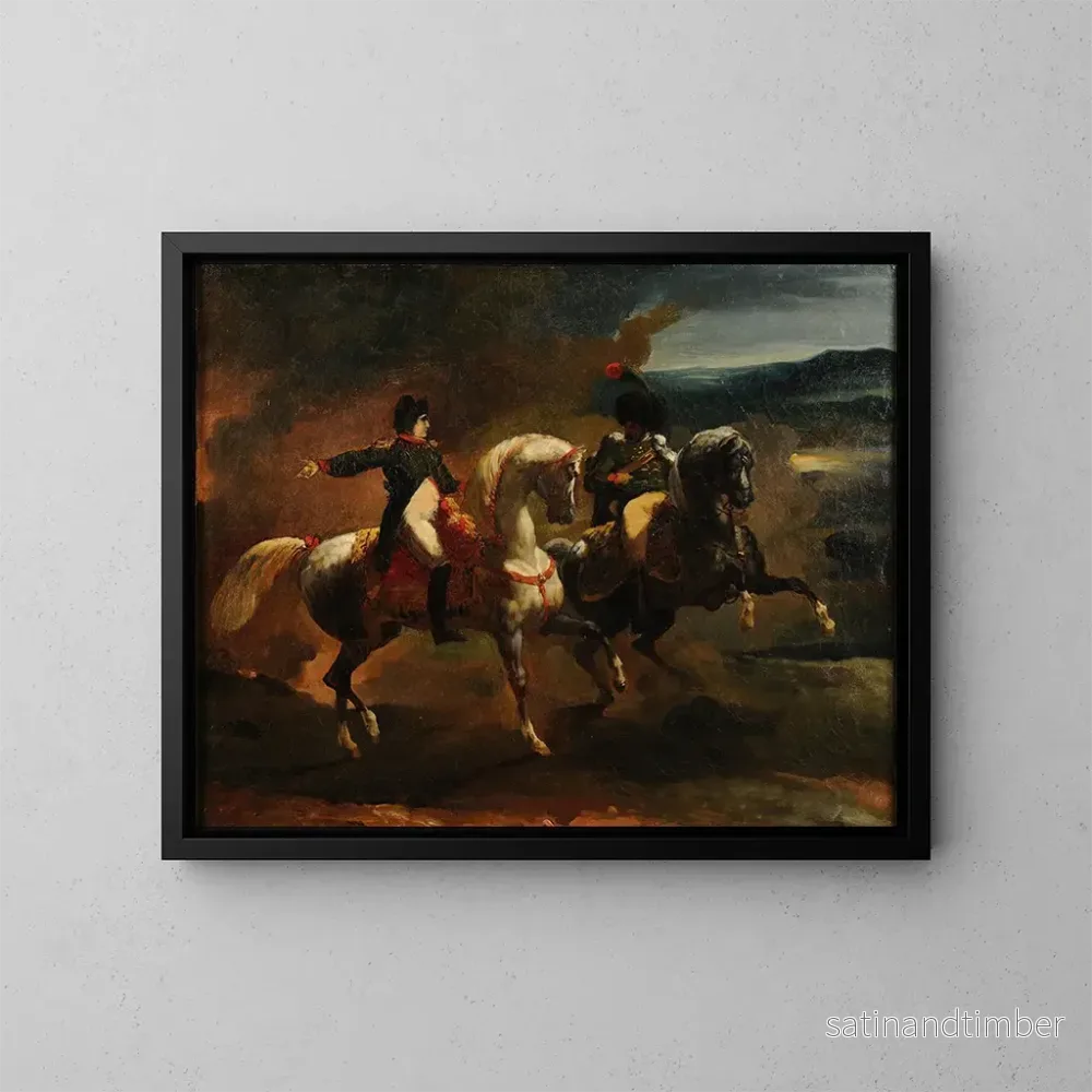 Reproduktion av målningen Napoléon ger en order till en överste officer för Guiderna - Théodore Géricault