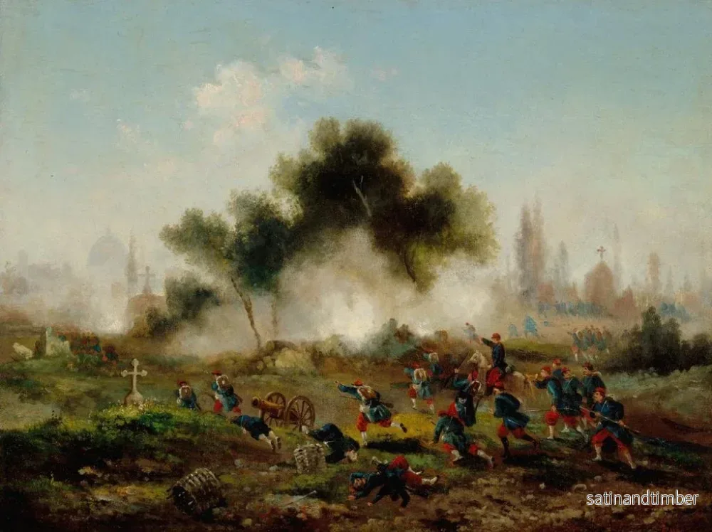 Reproduktion av målningen av ett angrepp på en kyrkogård av de reguljära trupperna, maj 1871 - Gustave Boulanger - Bild 2