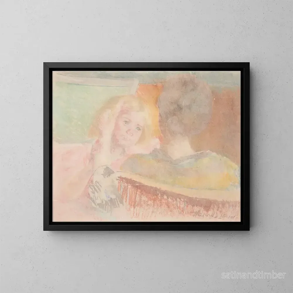 Reproduktion av målningen Mamma målar Saras hår nr 2 - Mary Cassatt