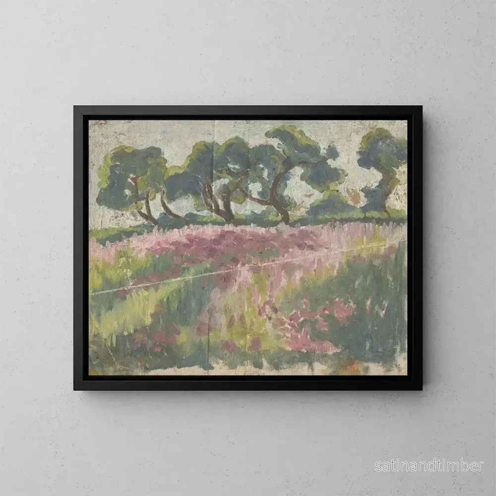 Reproduktion av målningen Prairie en fleurs avec des arbres - Frida Konstantin
