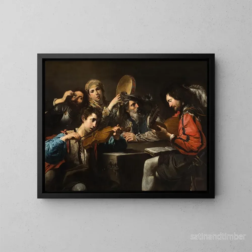 Reproduktion av målningen En musikfest - Valentin de Boulogne