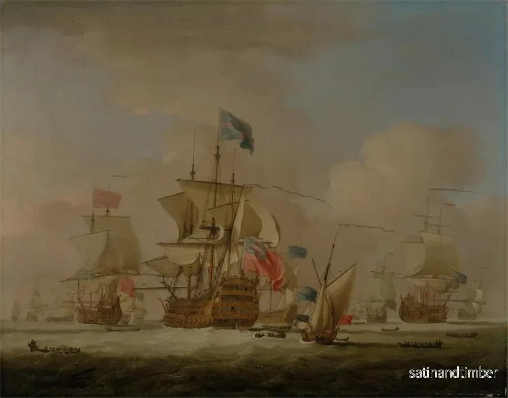 Reproduktion av målningen av brittiska krigsfartyg och en sloop - Peter Monamy - Bild 2
