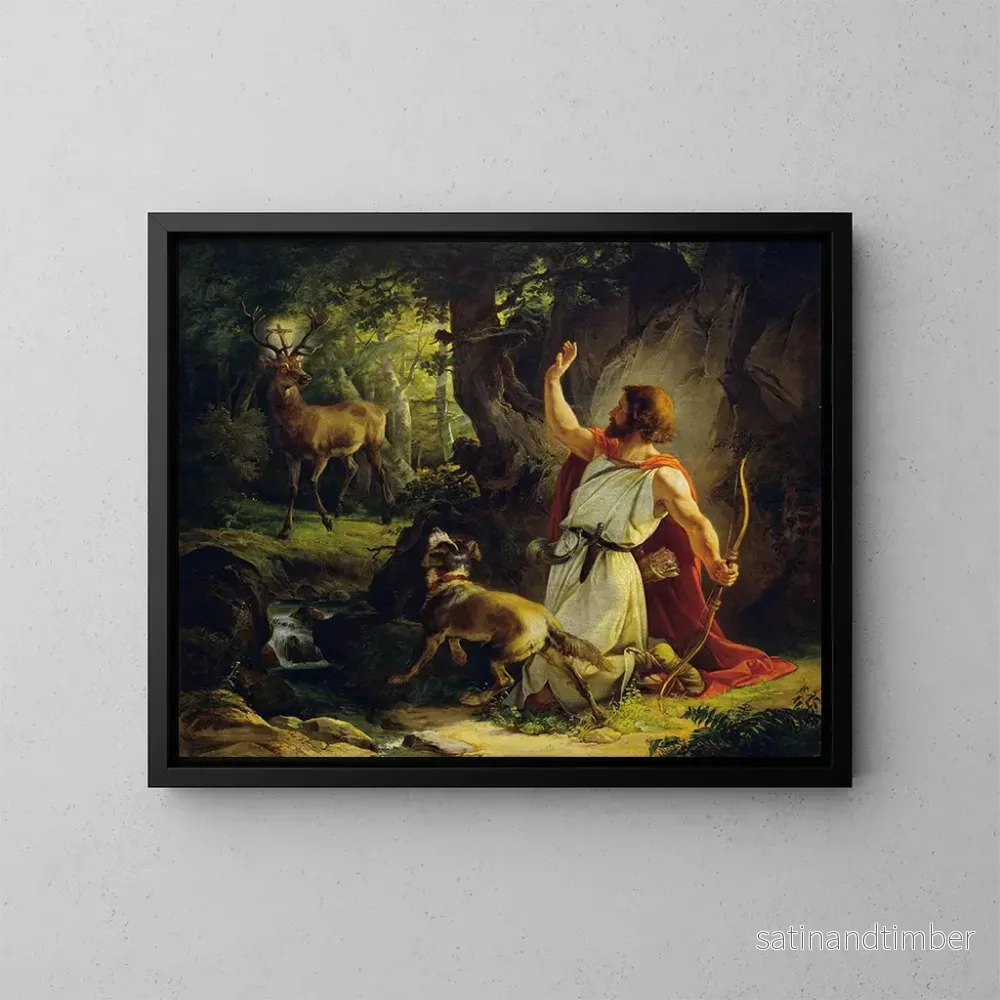 Reproduktion av målningen La conversion de saint Eustache - Josef Binder