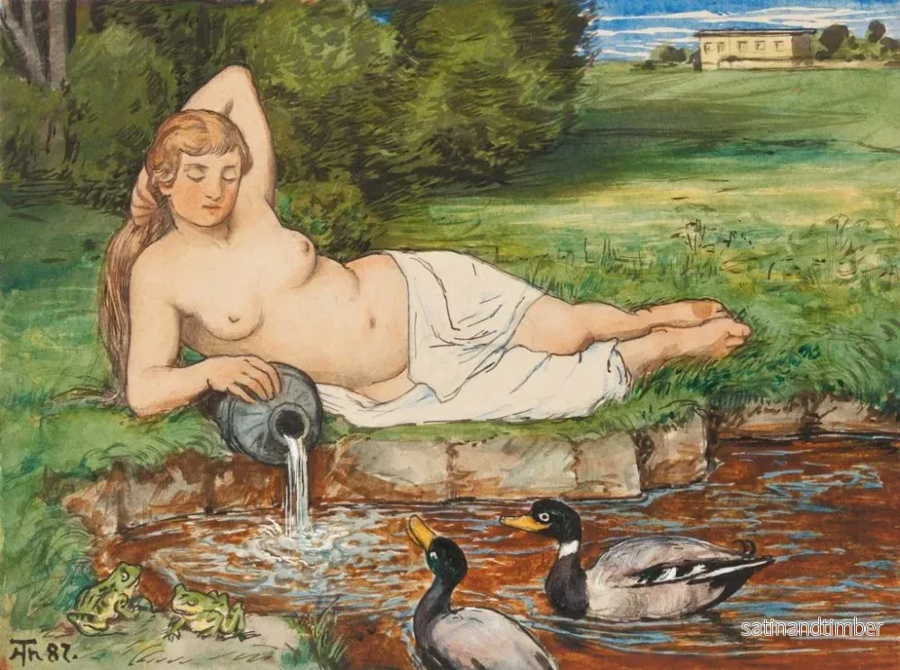 Reproduktion av målningen Nymphe vid en bäck - Hans Thoma - Bild 2