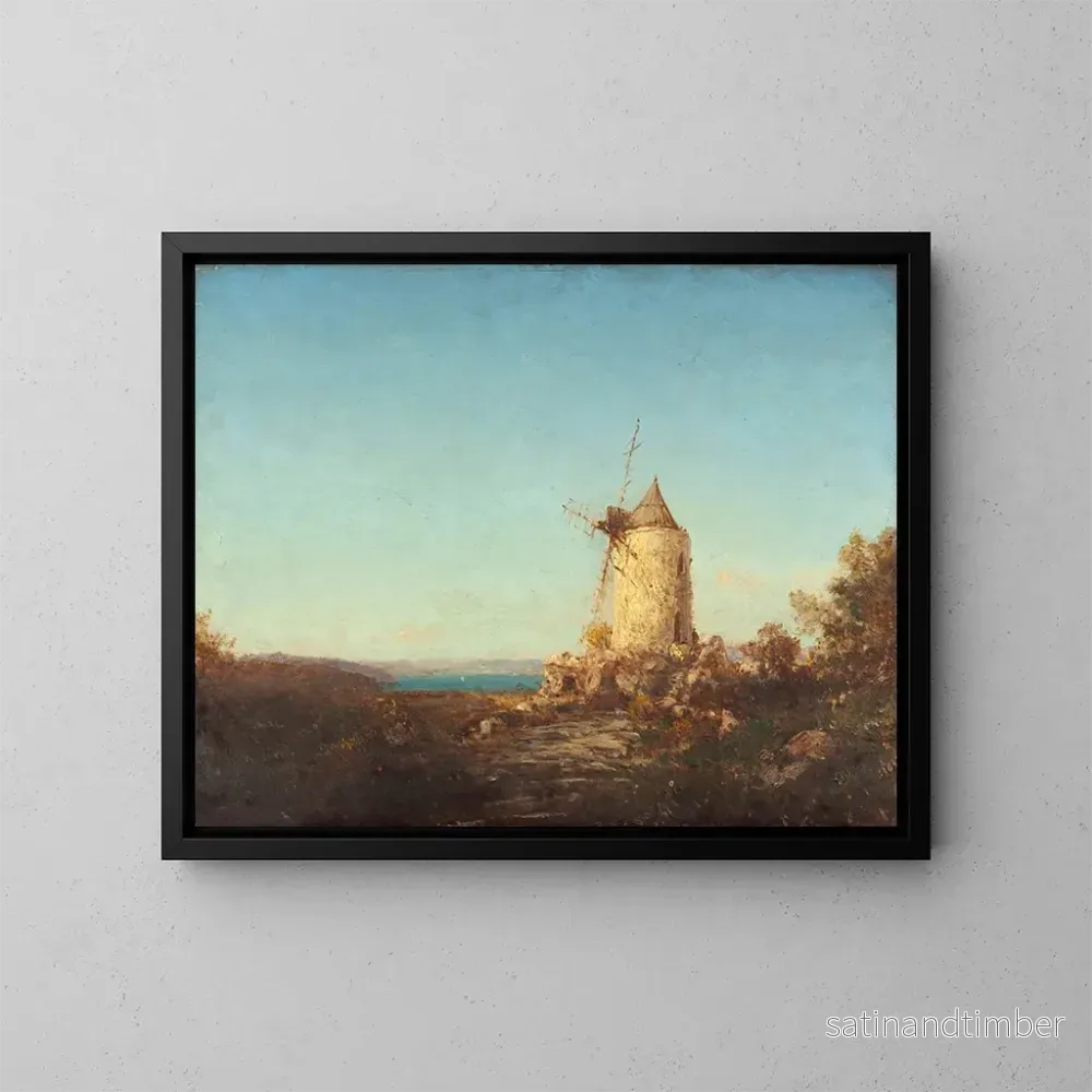 Reproduktion av målningen Moulin de Saint-Mitre nära Martigues - Félix Ziem