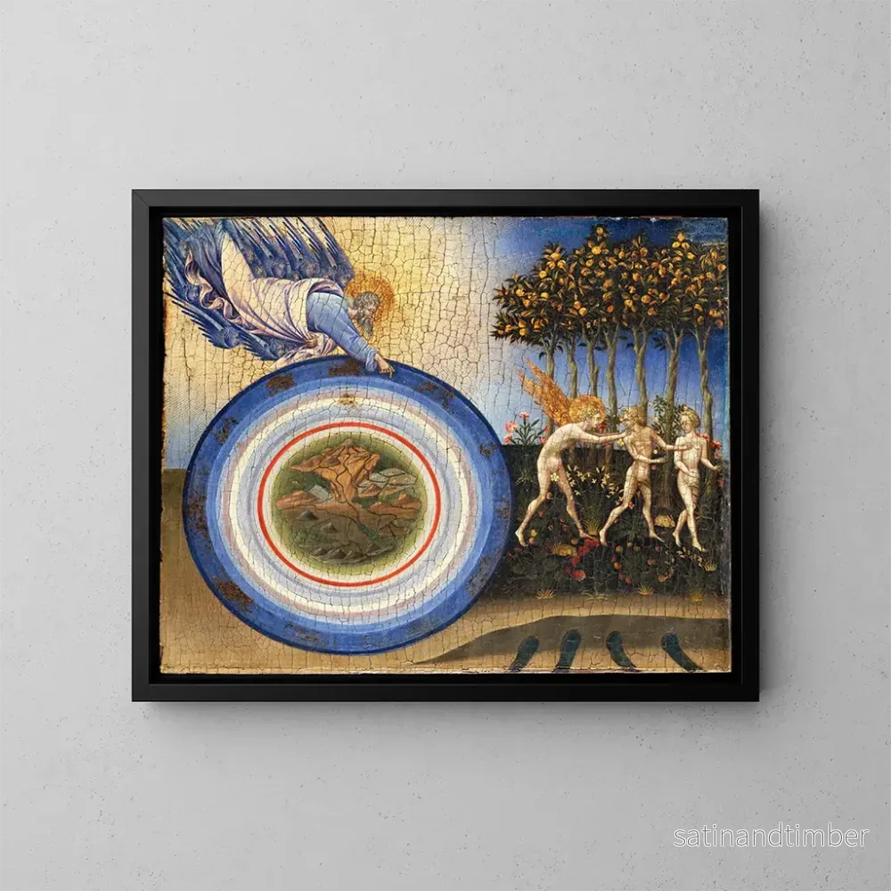 Reproduktion av målningen La Création du monde et l'Expulsion du paradis - Giovanni di Paolo