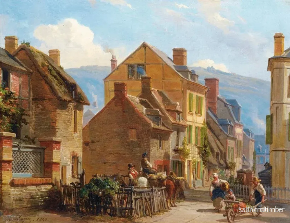 Reproduktion av målningen La rue des Rosiers à Trouville - Charles-Louis Mozin - Bild 2