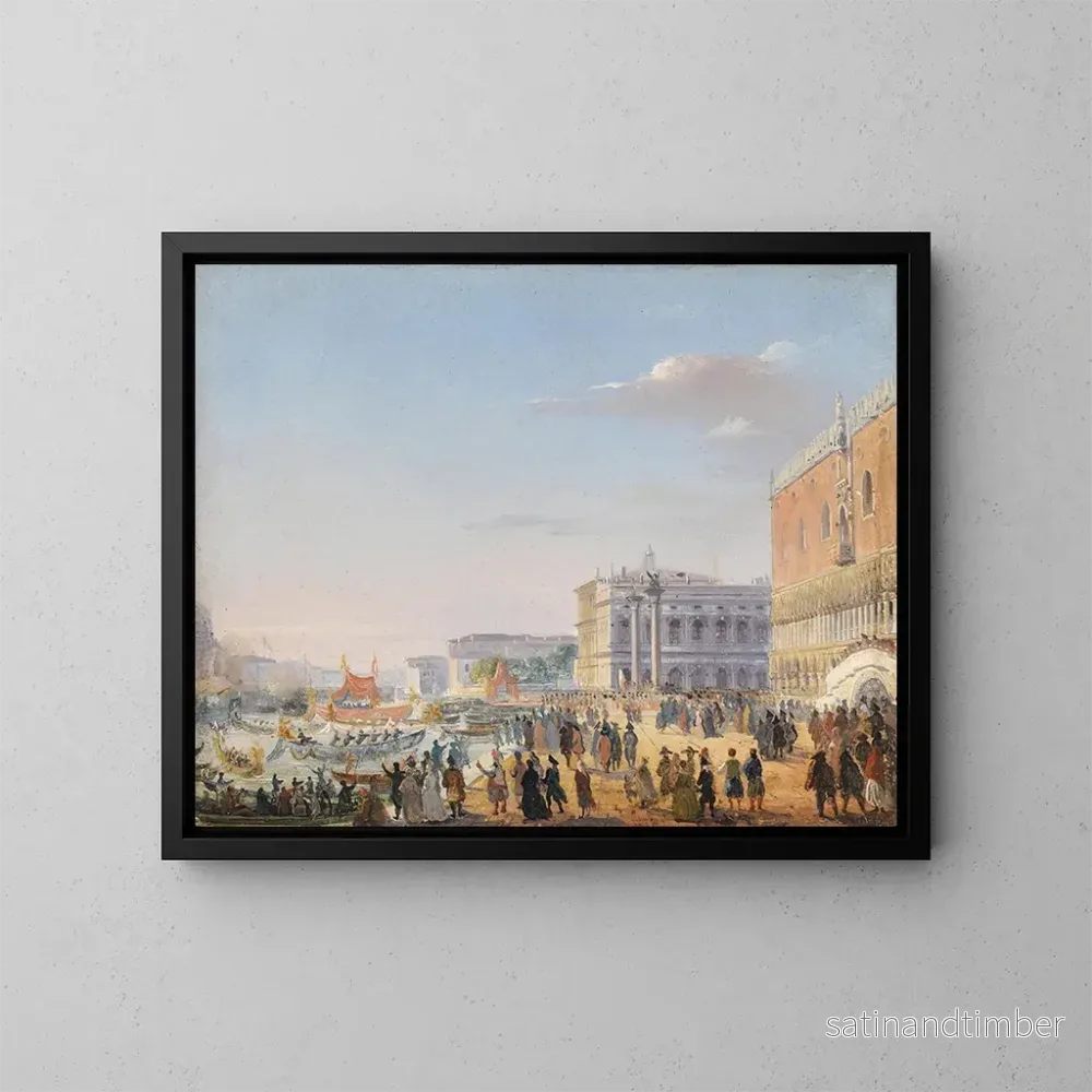 Reproduktion av målningen av ankomsten av François-Joseph och Elisabeth i Venedig - Ippolito Caffi