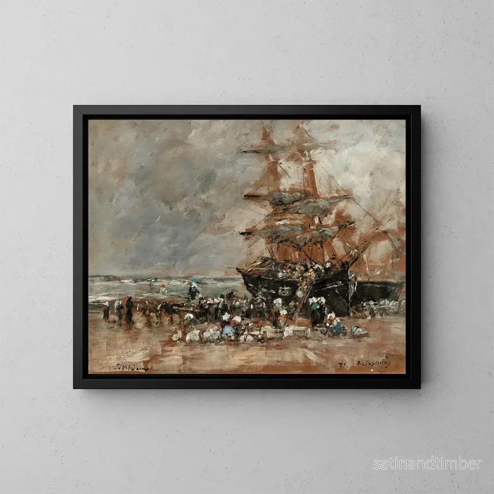 Reproduktion av målningen Retour du Terreneuvier à Portrieux - Eugène Boudin