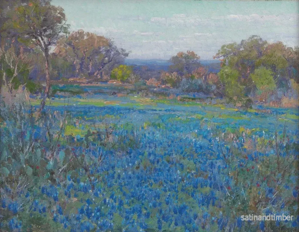 Reproduktion av målningen En fält av bluebonnets under eftermiddagens solsken - Julian Onderdonk - Bild 2