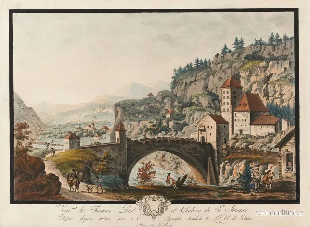 Reproduktion av målningen Vue du célèbre pont et château de Saint-Maurice - Niklaus Sprüngli - Bild 2