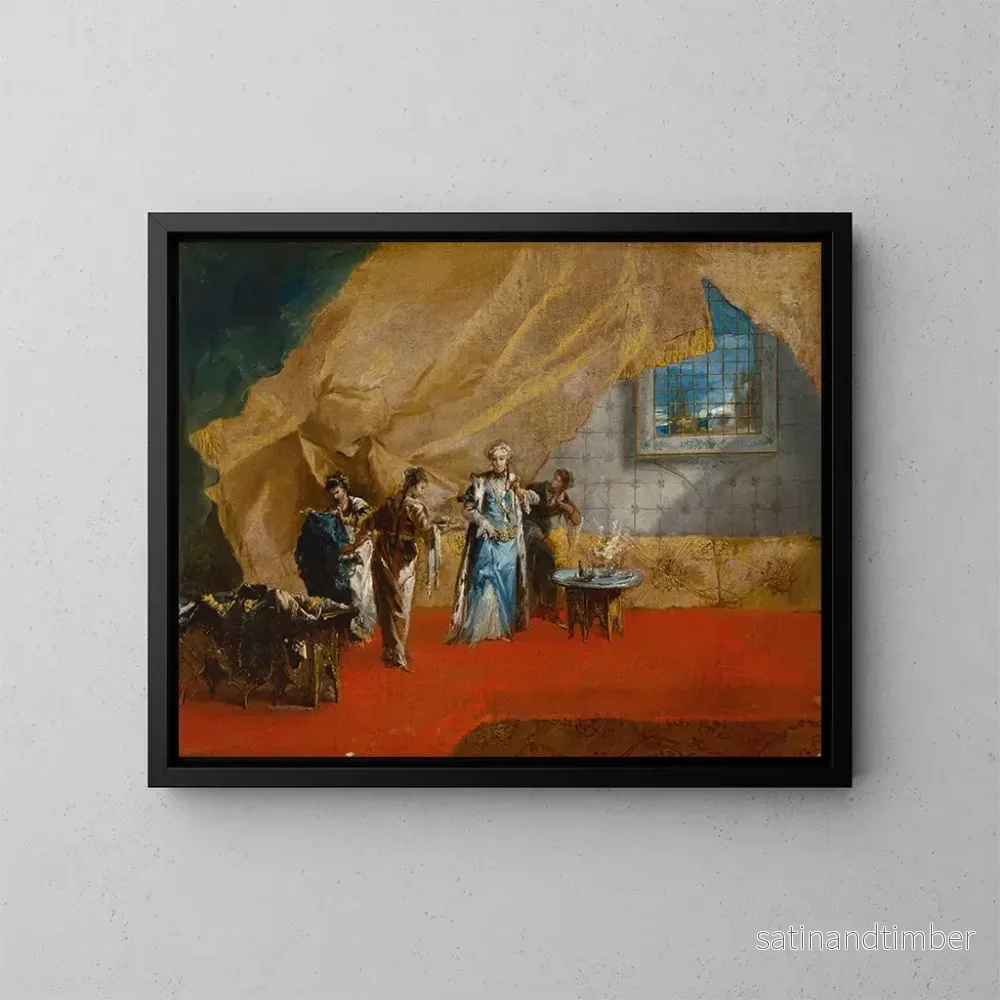 Reproduktion av målningen En sultaninna som dricker kaffe i haremet - Giovanni Antonio Guardi
