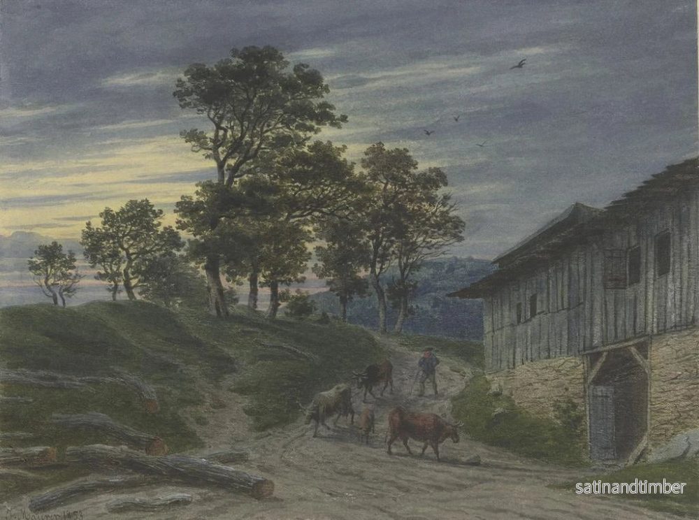 Reproduktion av målningen av återkomsten av hjorden till gården på kvällen - Jakob Maurer - Bild 2