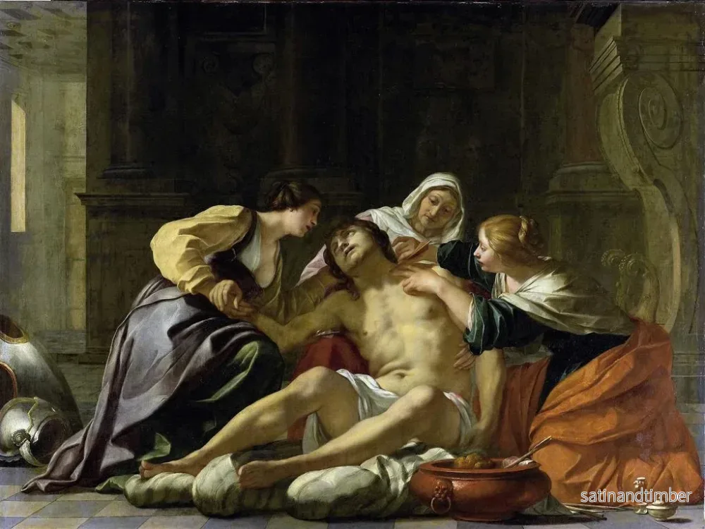 Reproduktion av målningen av Saint Sébastien som vårdas av Irène och hennes assistenter - Jacques Blanchard - Bild 2