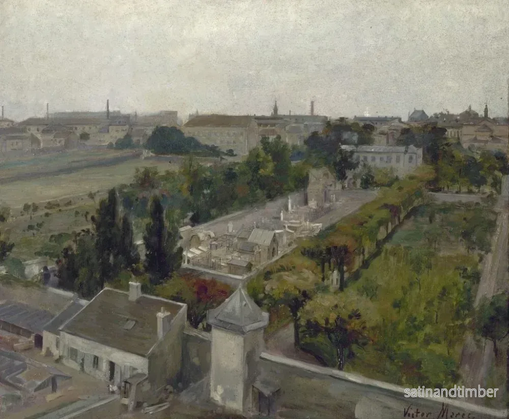Reproduktion av målningen av Le cimetière de Picpus et le champ des Martyrs où furent enterrées les victimes de la Révolution guillotinées à la barrière du Trône - Victor Marec - Bild 2