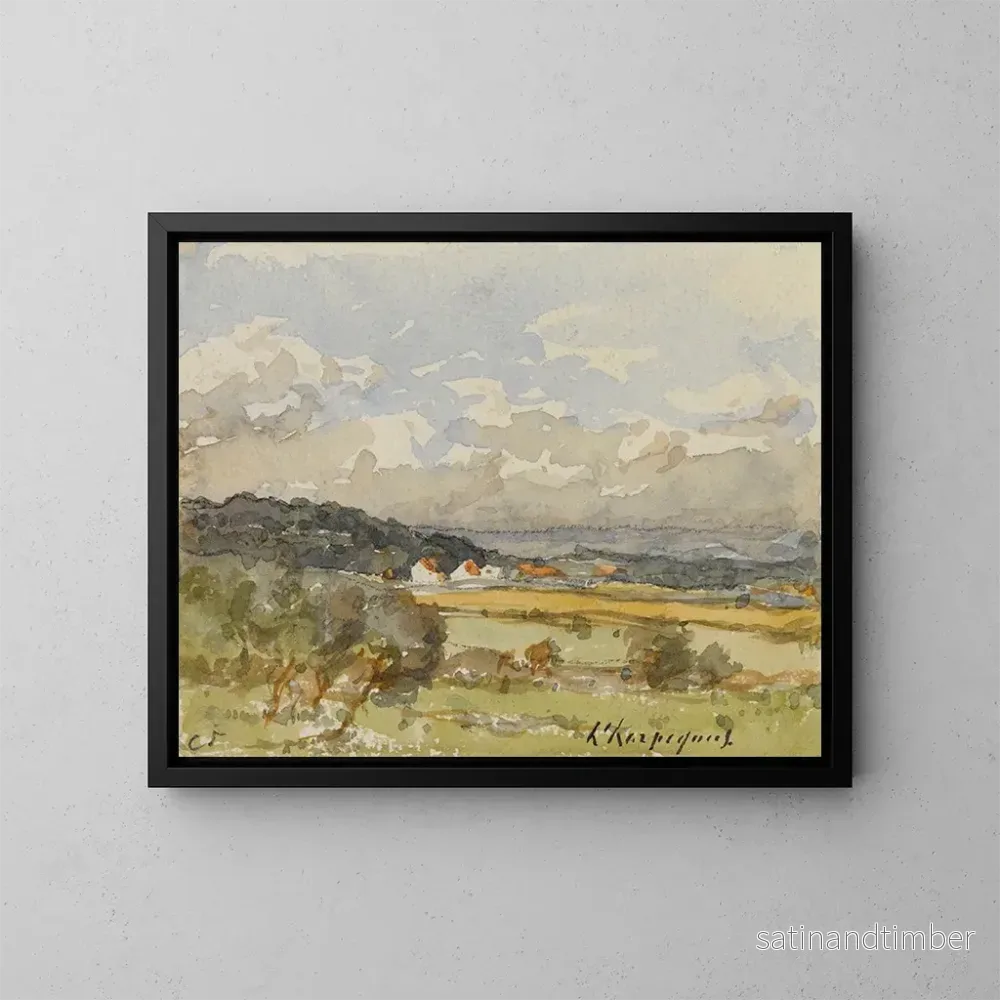 Reproduktion av målningen Landskap med några torp – Henri-Joseph Harpignies Reproduktion av målningen Landskap med några torp – Henri-Joseph Harpignies