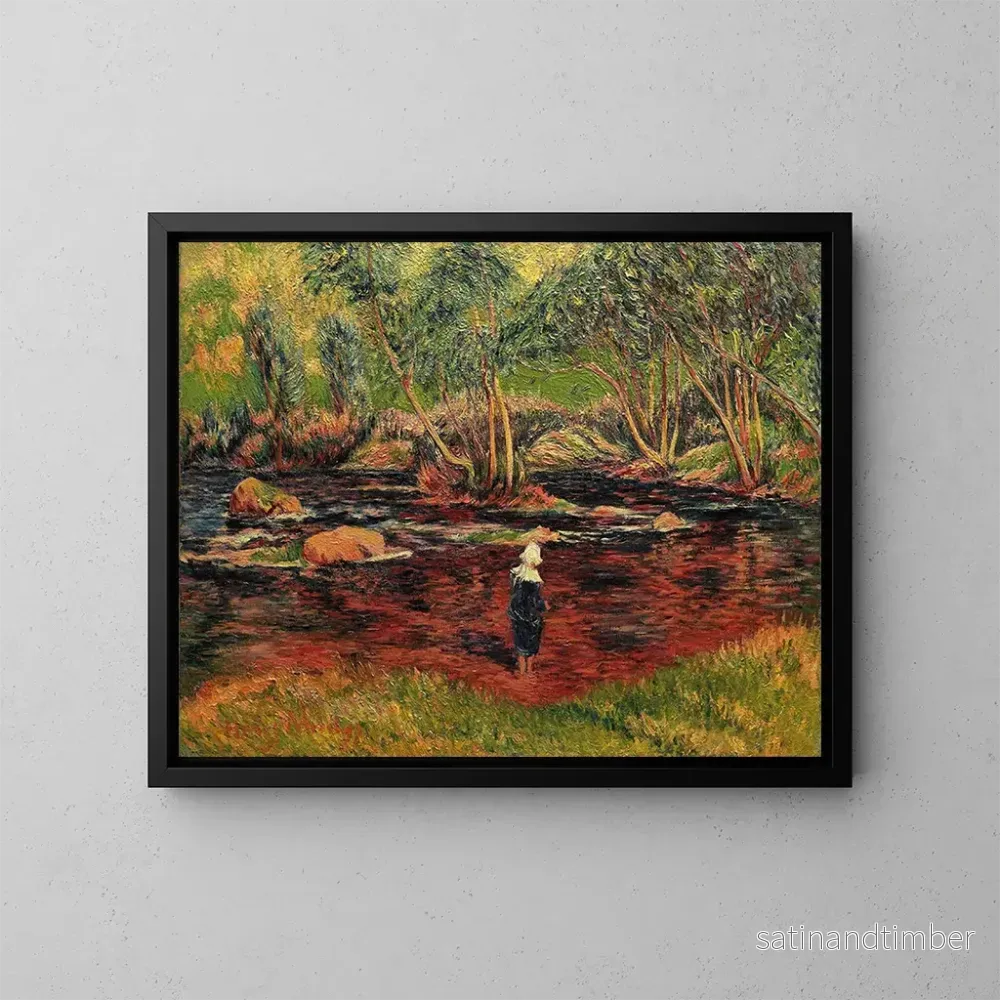 Reproduktion av målningen Bretoniskt målning av Pont-Aven med fötterna i floden – Henry Moret Reproduktion av målningen Bretoniskt målning av Pont-Aven med fötterna i floden – Henry Moret