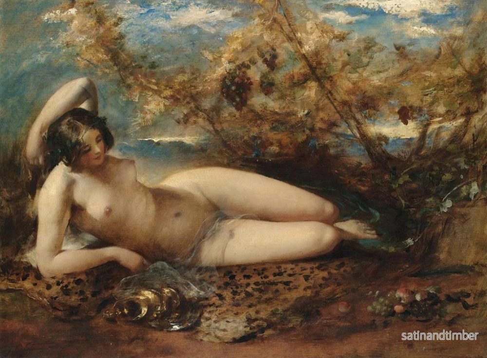 Reproduktion av målningen En ung kvinna som ligger på ett fårskinnsmatta - William Etty - Bild 2