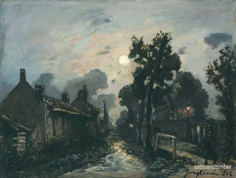 Reproduktion av målningen En gata i Delft på kvällen - Johan Barthold Jongkind - Bild 2