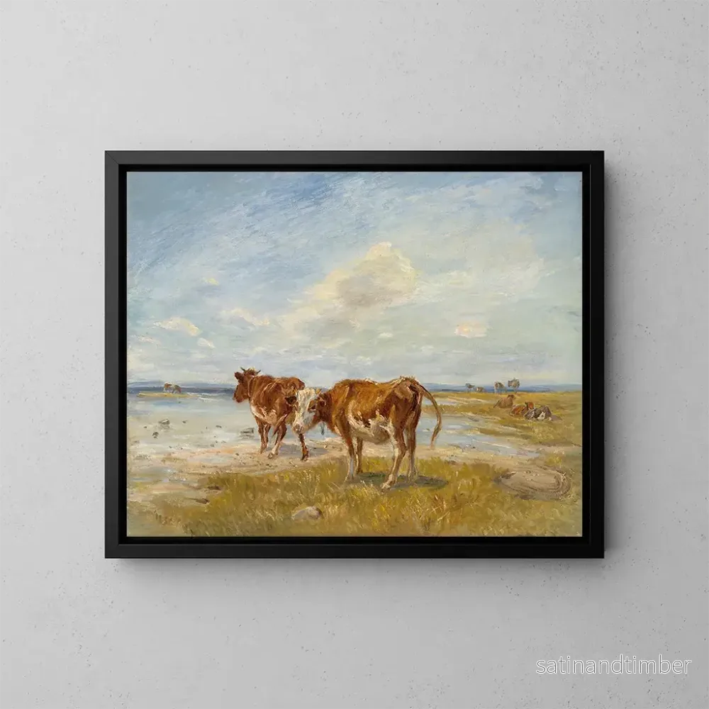 Reproduktion av målningen Vaches sur la plage (esquisse) - Theodor Philipsen