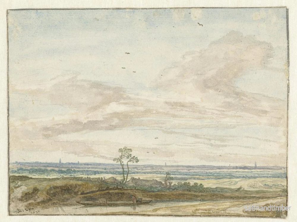Reproduktion av målningen av ett stort landskapsmotiv med en väg längs en kanal - Pieter de Molijn - Bild 2