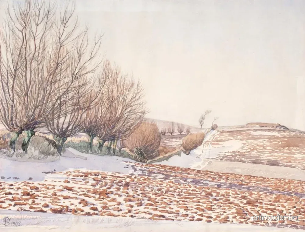 Reproduktion av målningen Landskap med sädesfält och snöklädda träd - Fritz Syberg - Bild 2