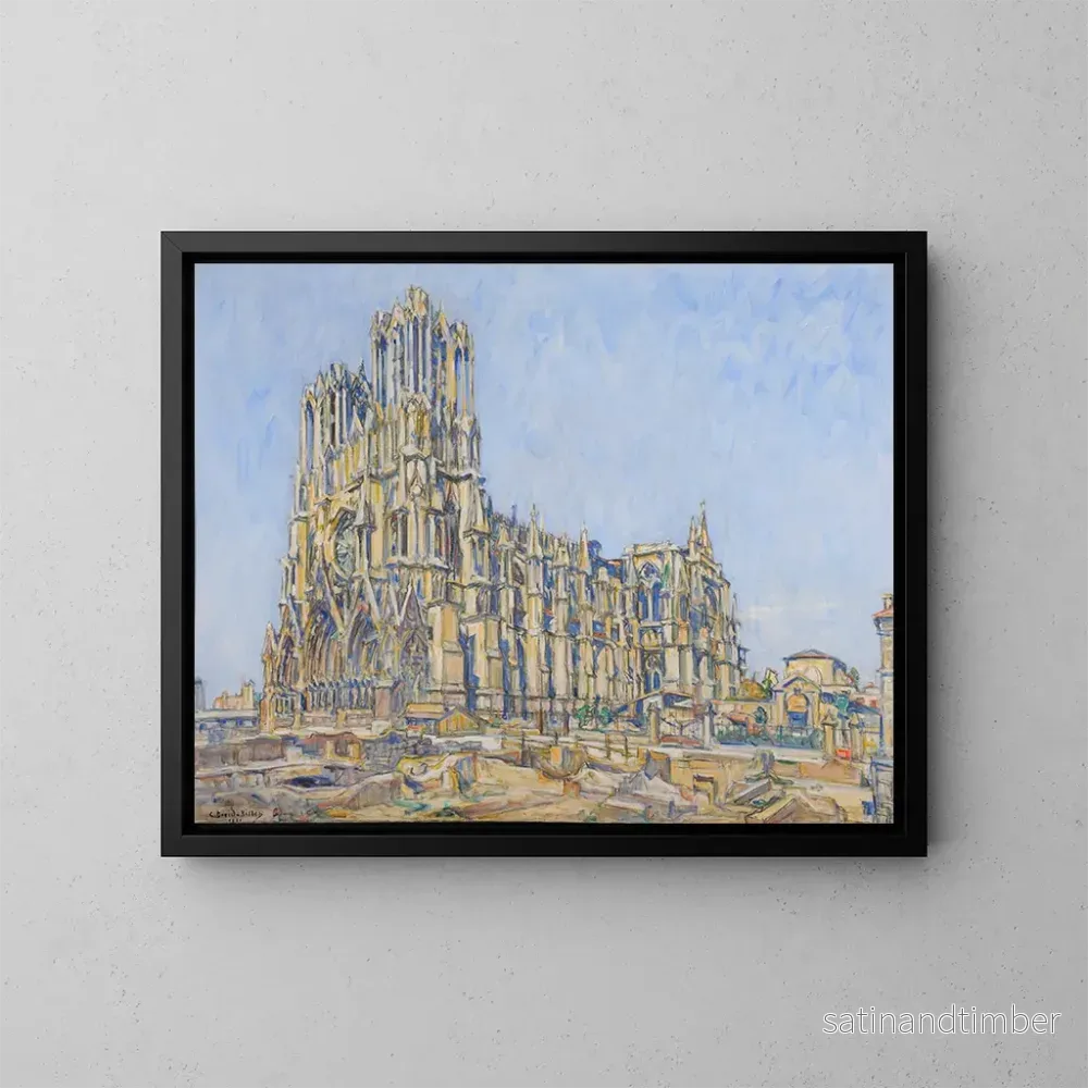 Reproduktion av målningen av Reims domkyrka, södra sidan - Germain David-Nillet