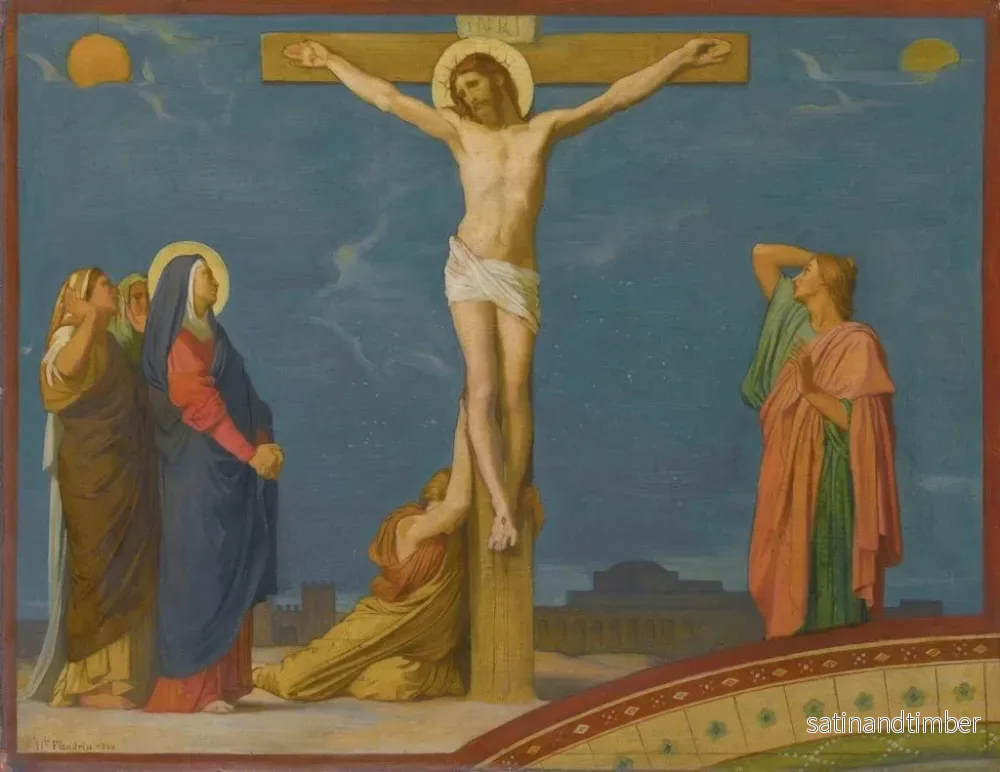 Reproduktion av målningen La Mort de Jésus-Christ sur le Calvaire - Jean-Hippolyte Flandrin - Bild 2