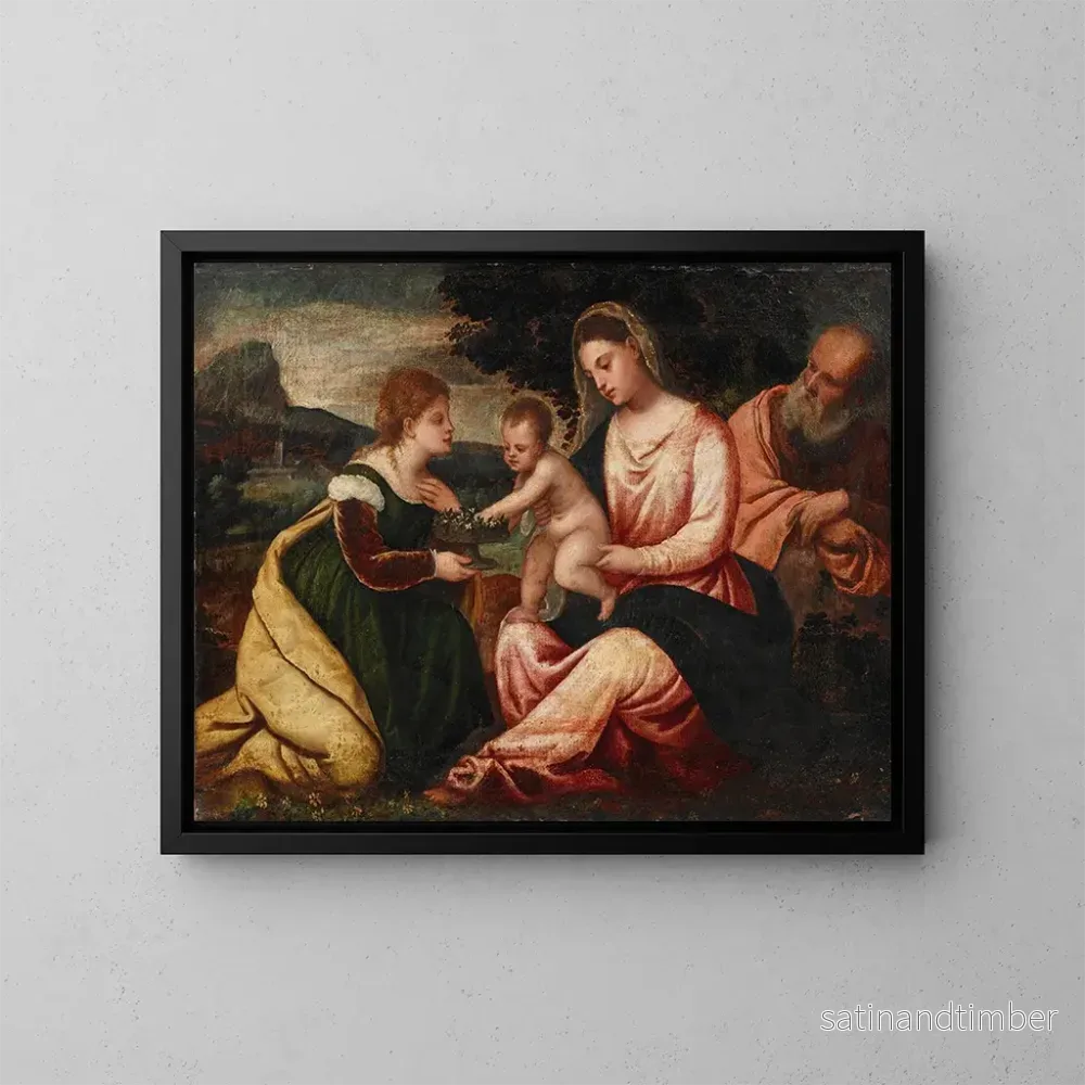 Reproduktion av målningen La Sainte Famille avec sainte Dorothée - Polidoro da Lanciano