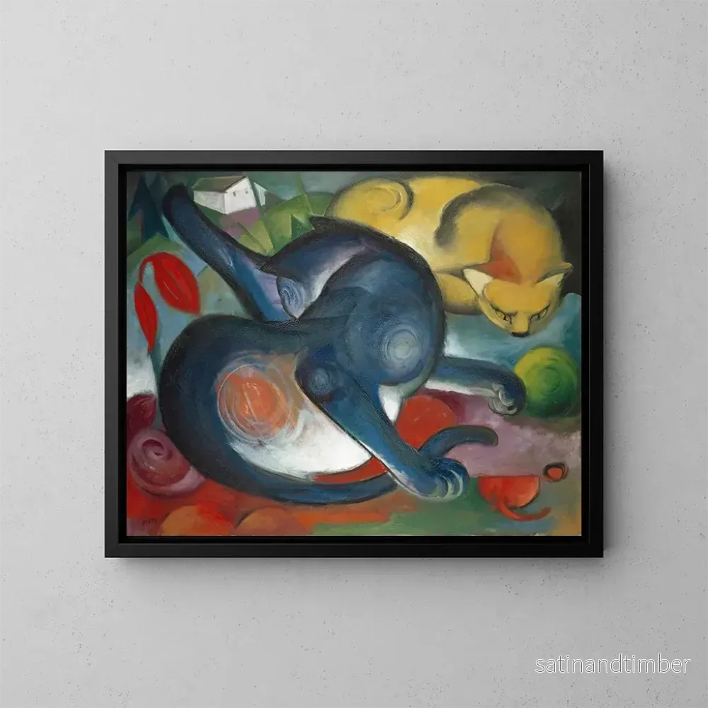 Reproduktion av målningen Två blå och gula katter – Franz Marc Reproduktion av målningen Två blå och gula katter – Franz Marc