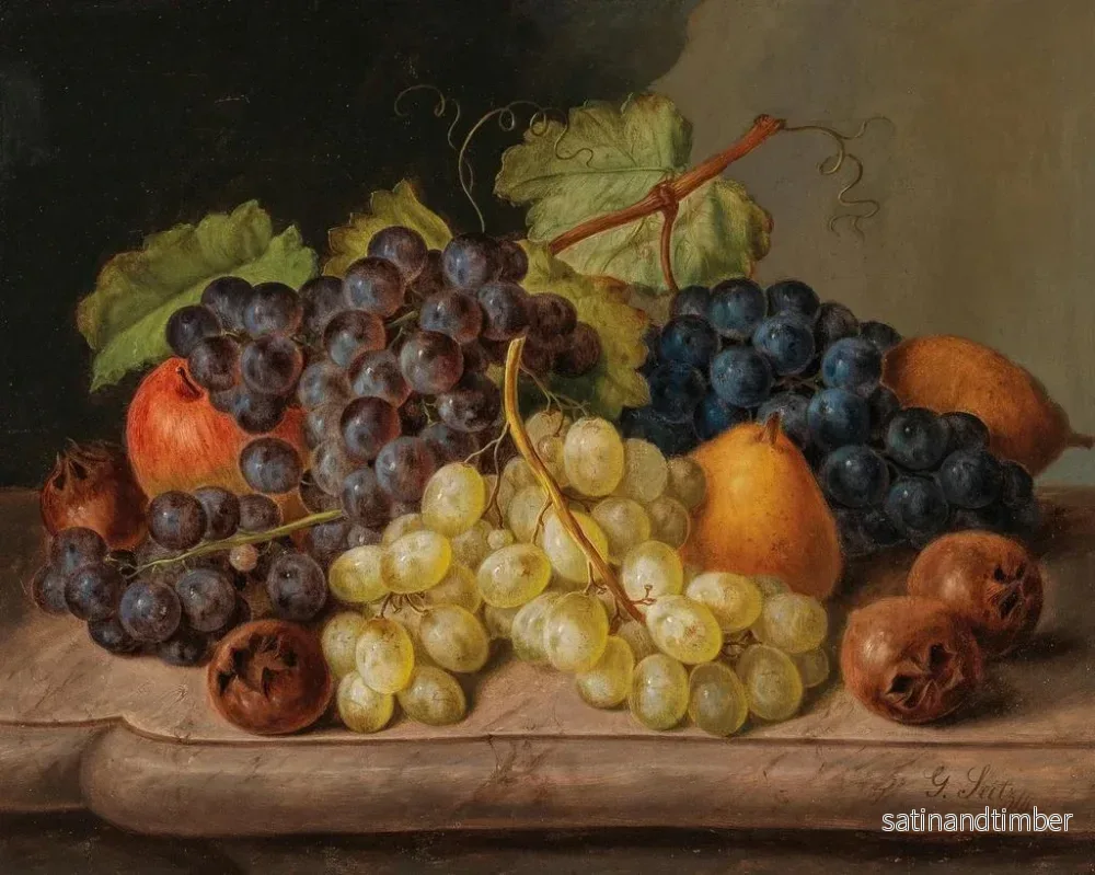 Reproduktion av målningen av naturtavla med druvor och päron - Johann Georg Seitz - Bild 2