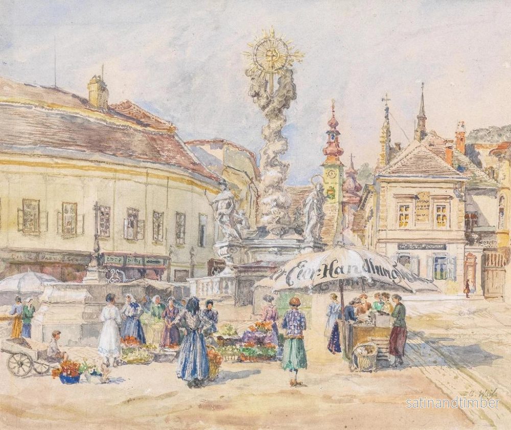 Reproduktion av målningen av Kolonnen av Den Heliga Treenigheten i Mödling - Carl Weiss - Bild 2