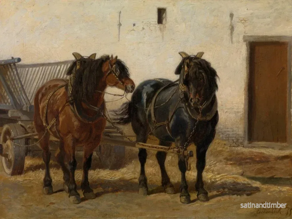 Reproduktion av målningen Une équipe de chevaux - Charles Tschaggeny - Bild 2