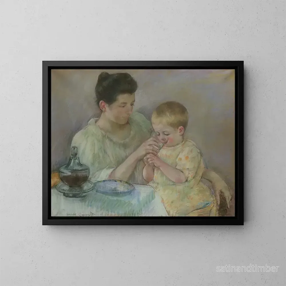 Reproduktion av målningen av moderskap som ammar sitt barn - Mary Cassatt