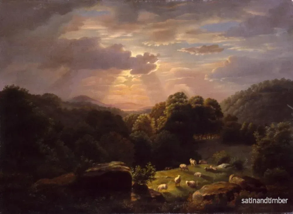 Reproduktion av målningen Landskapsmålning med får - Robert S. Duncanson - Bild 2