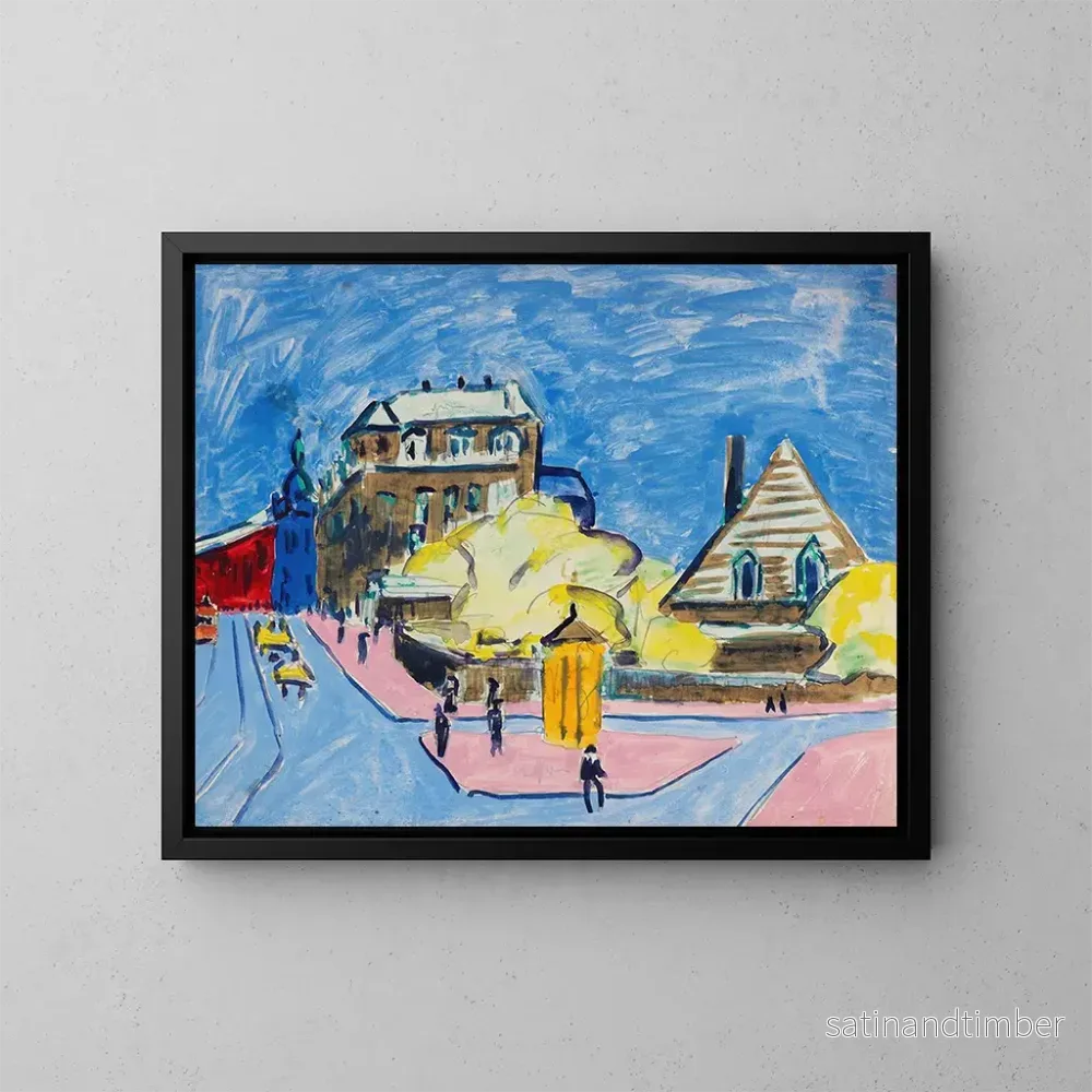 Reproduktion av målningen Vue de rue à Dresde – Ernst Ludwig Kirchner
