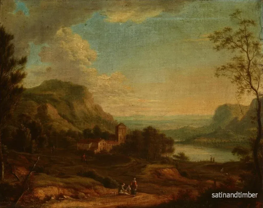 Reproduktion av målningen Landskap med en genrebildscen - Johann Christian Vollerdt - Bild 2