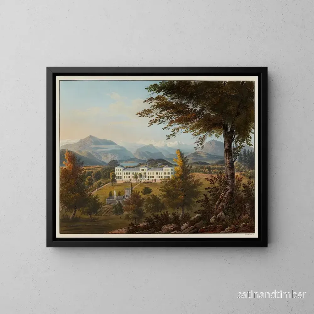 Reproduktion av målningen av Albisbrunns termalbad i kantonen Zürich - Johann Jakob Meyer