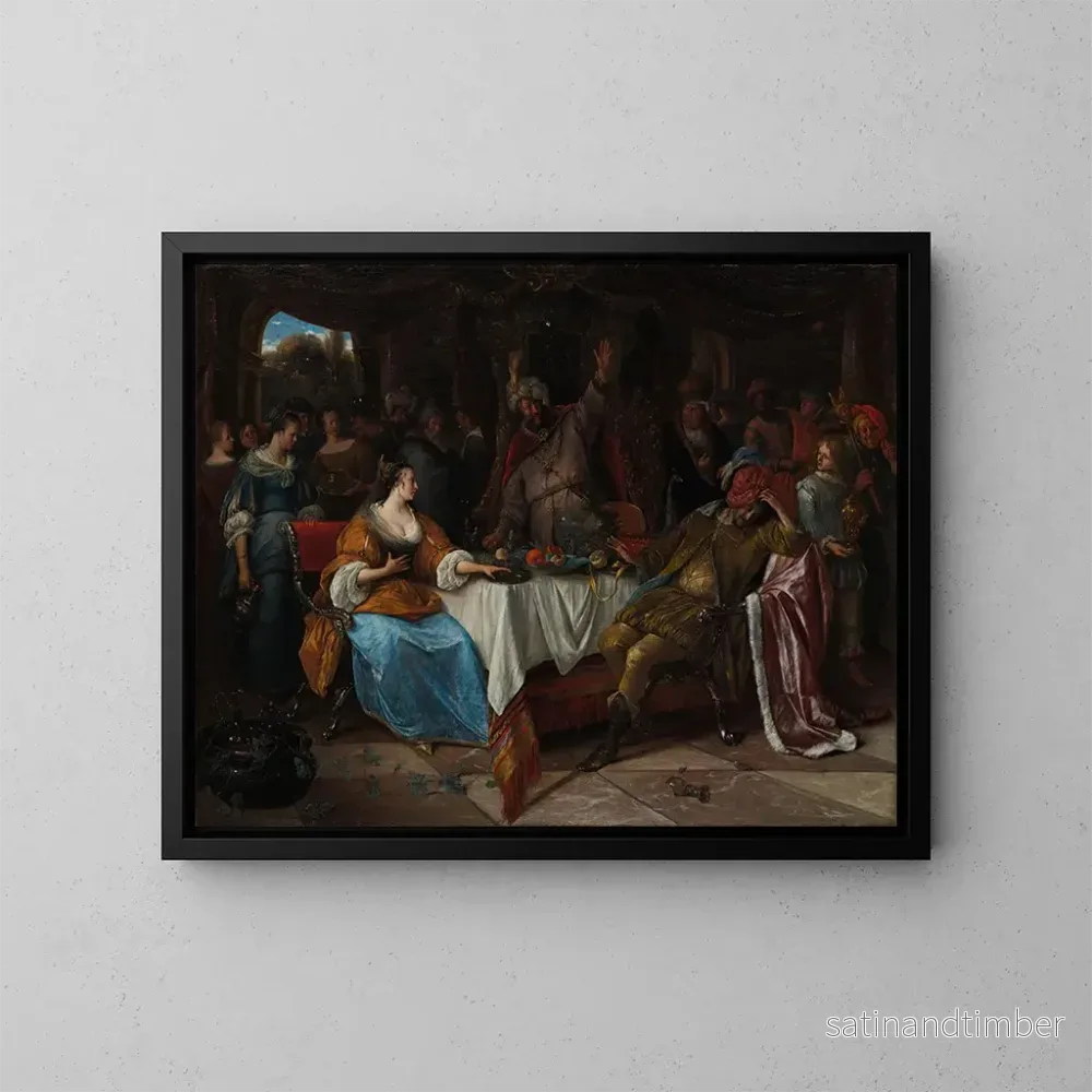 Reproduktion av målningen Esther, Assuérus och Haman - Jan Steen