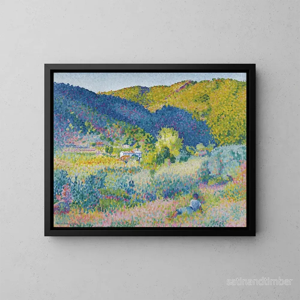 Reproduktion av målningen Landskap av Maures-kedjan – Henri-Edmond Cross Reproduktion av målningen Landskap av Maures-kedjan – Henri-Edmond Cross