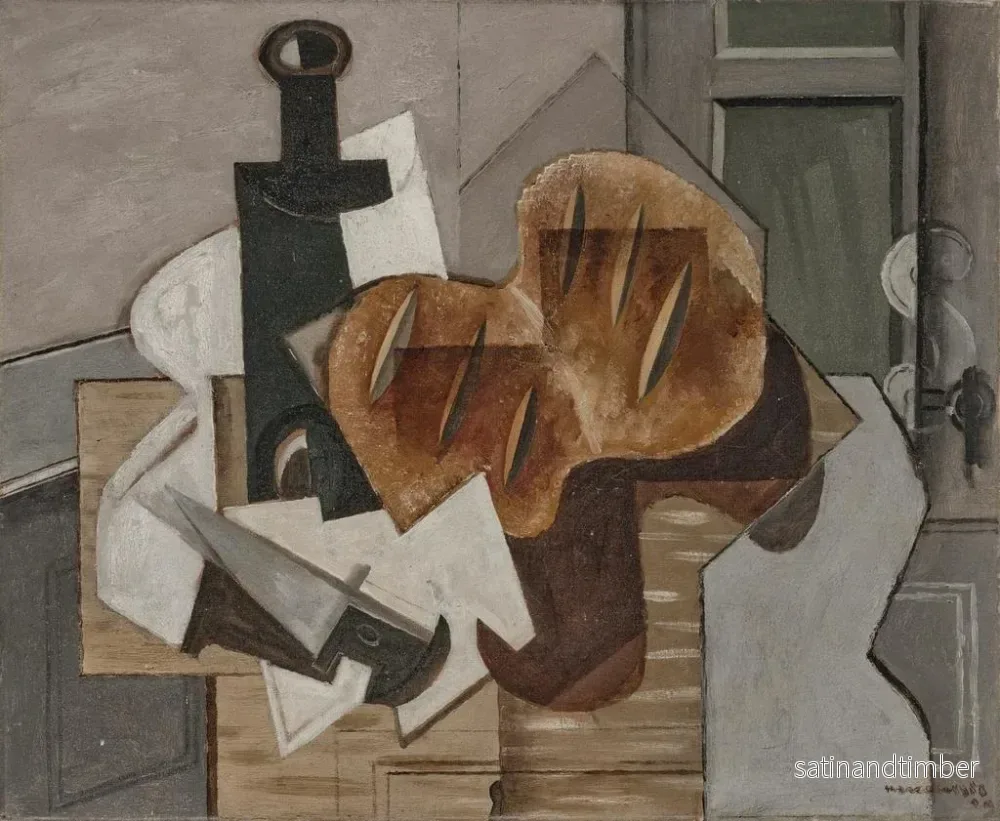 Reproduktion av målningen Couteau, bouteille et pain breton - Louis Marcoussis - Bild 2